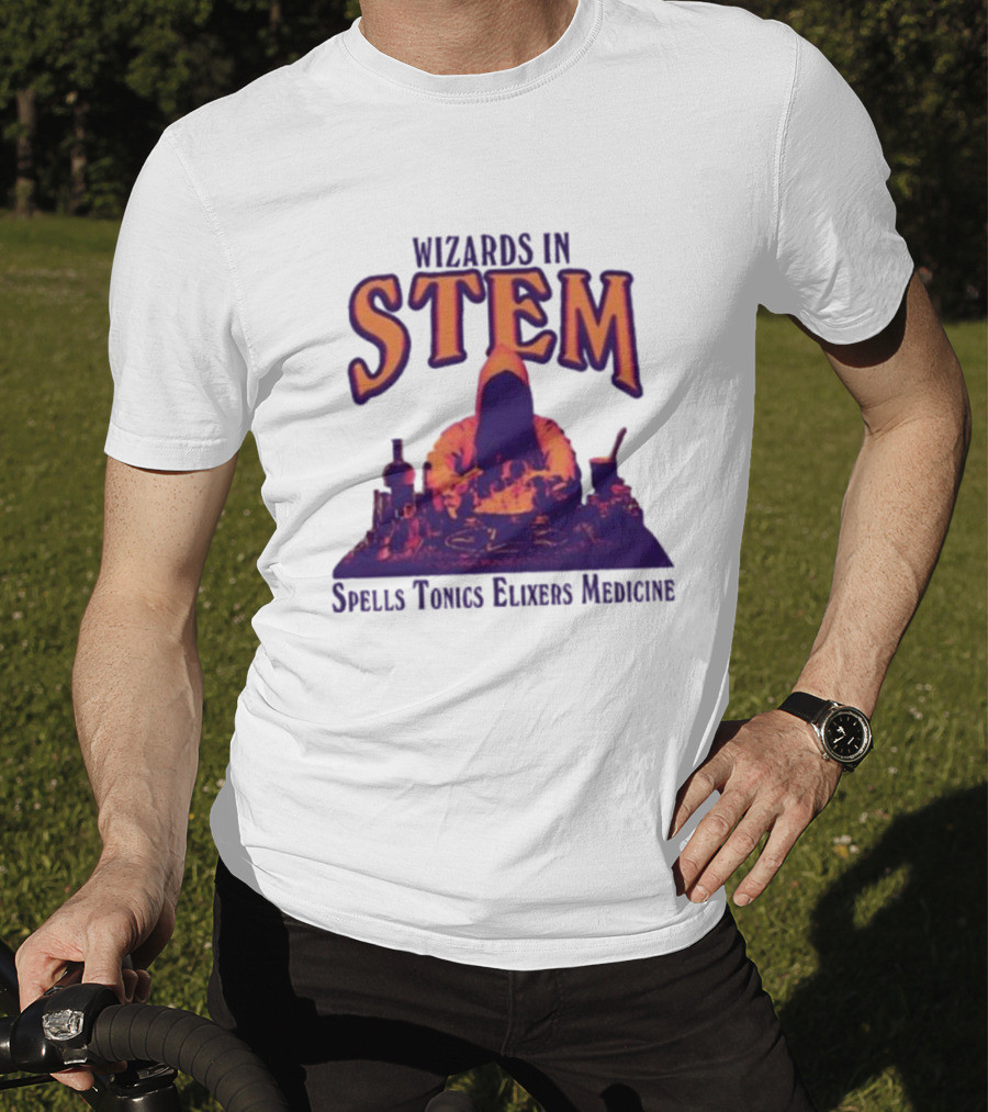 Wizards In STEM Spells Tonics Elixers Medicine Hooded Figure With Potions T-Shirt