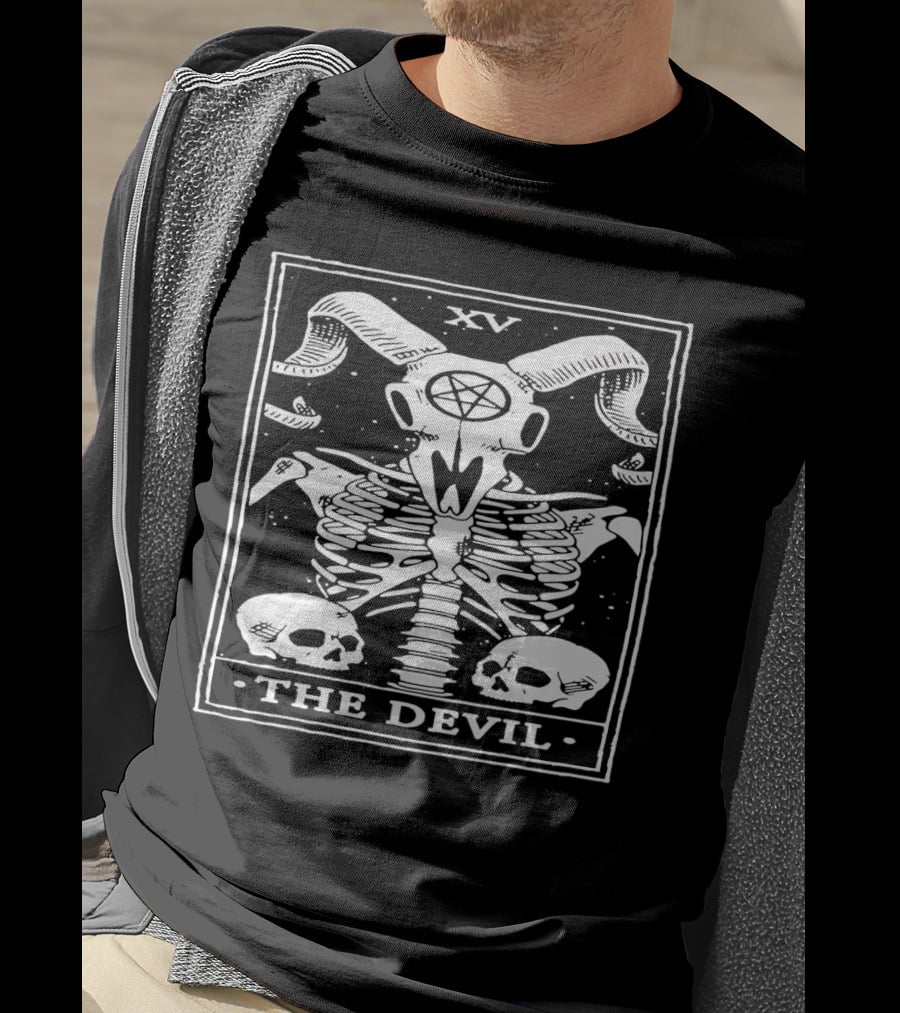 XV The Devil Skeleton Skull Tarot T-Shirt