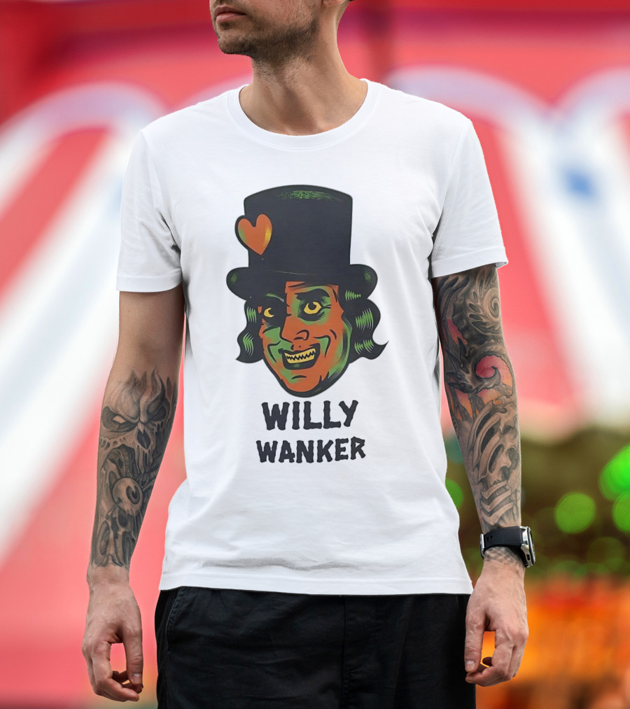 Willy Wanker Orange Heart Character T-Shirt