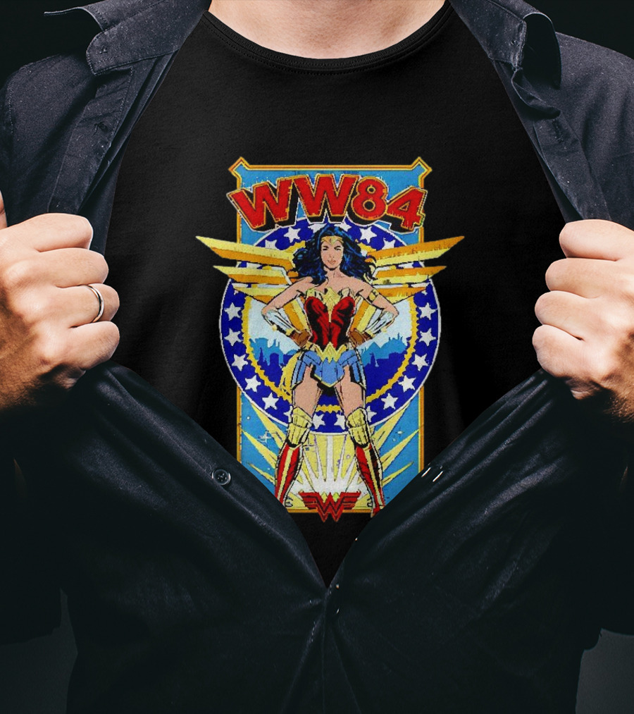 WW84 Wonder Woman Retro Superhero Wings And Stars T-Shirt