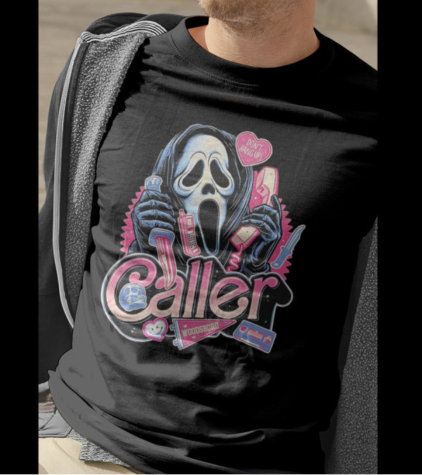 Caller Ghostface Woodsboro Don't Hang Up Pink Telephone Knife T-Shirt