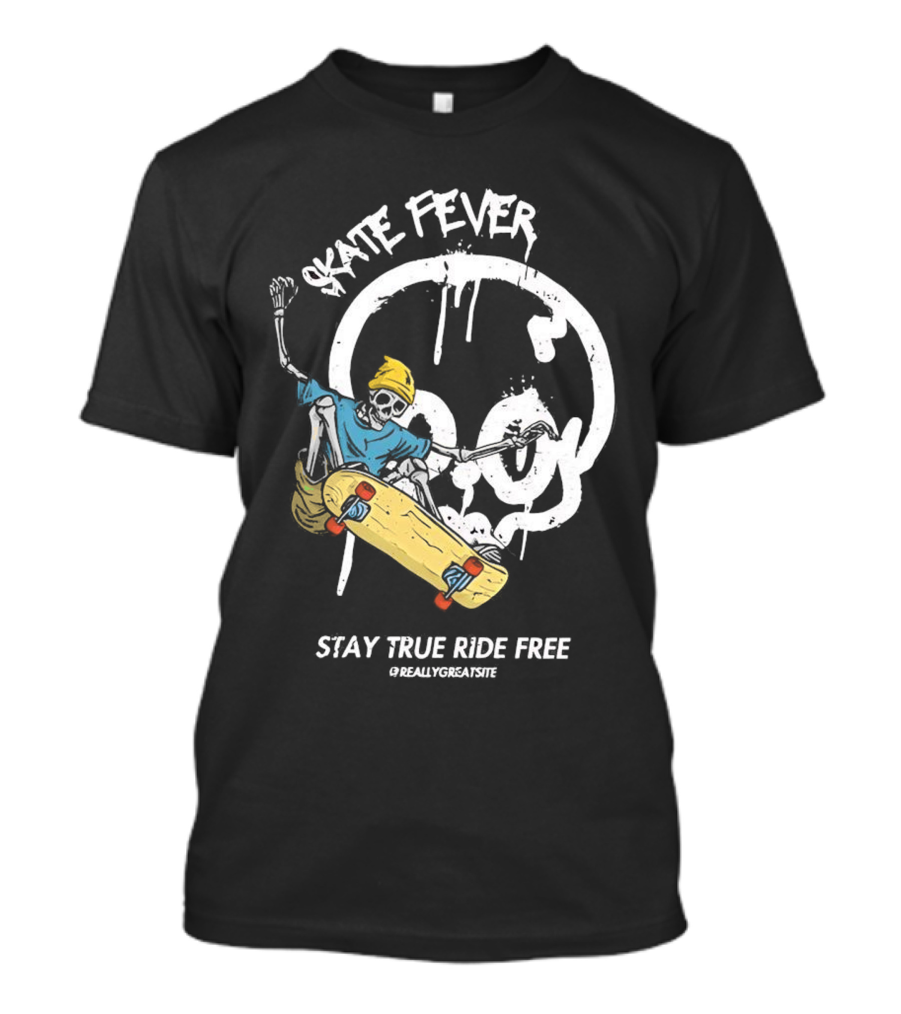 Skate Fever Skeleton Stay True Ride Free T-Shirt