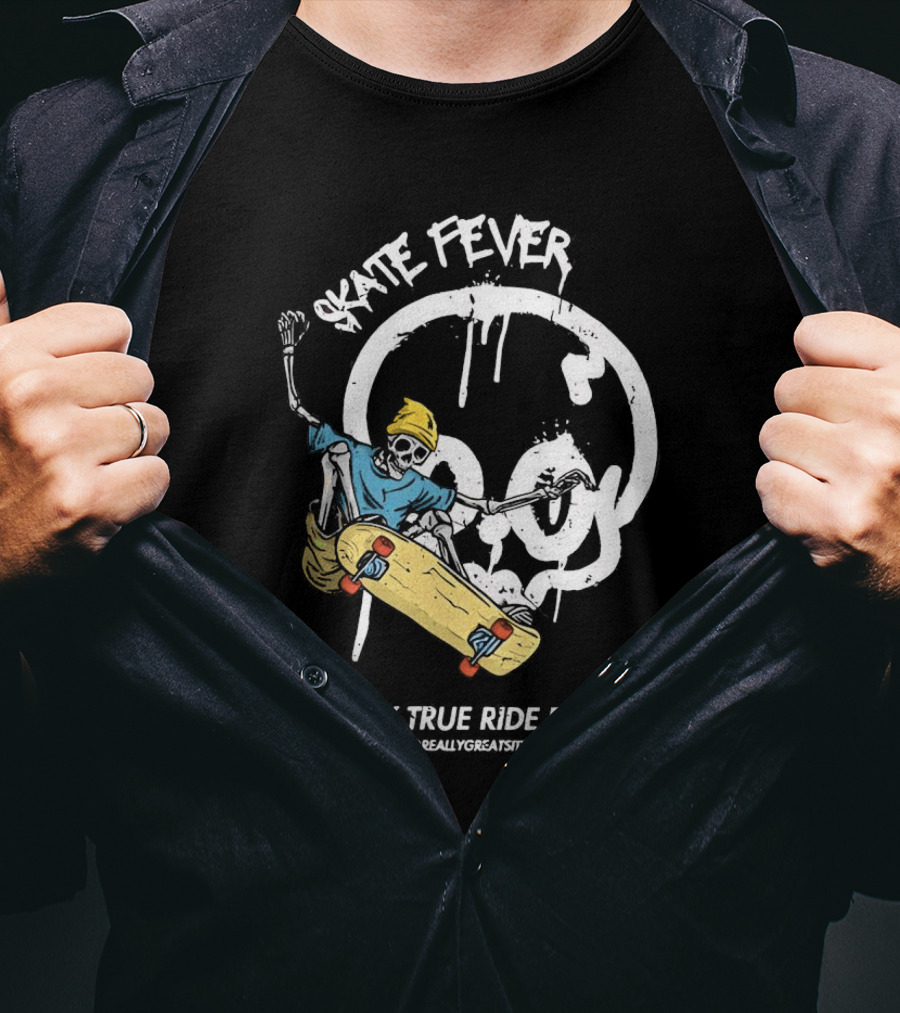 Skate Fever Skeleton Stay True Ride Free T-Shirt