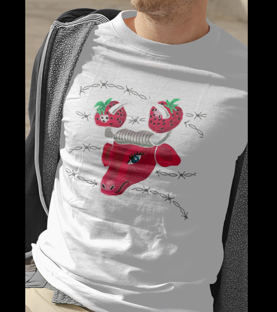 Strawberry Bull Barbed Horns T-Shirt