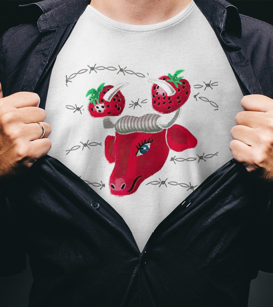 Strawberry Bull Barbed Horns T-Shirt