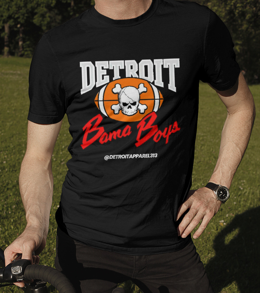 Detroit Bama Boys Skull Football @DetroitApparel313 T-Shirt