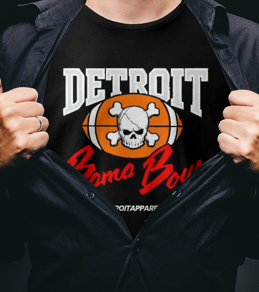 Detroit Bama Boys Skull Football @DetroitApparel313 T-Shirt