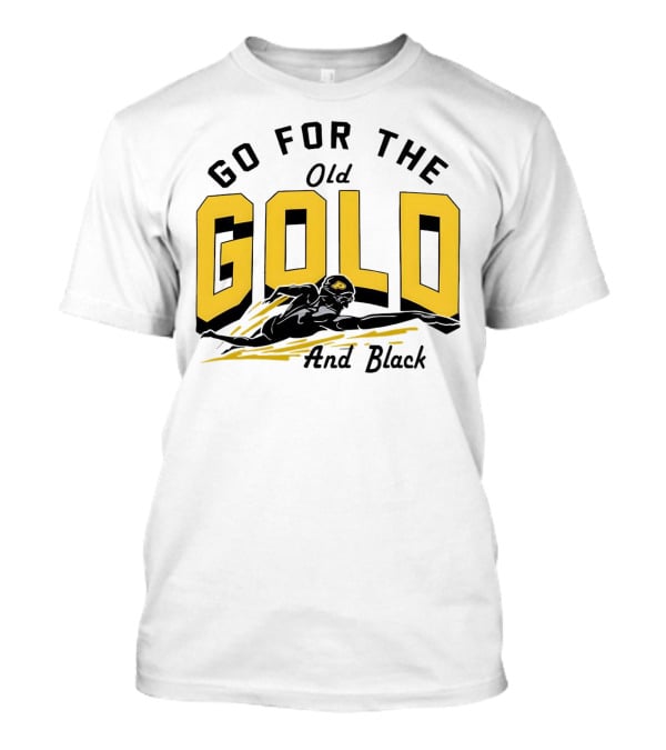 Go For The Old Gold And Black Gold Letters Swimming Scene T-Shirt