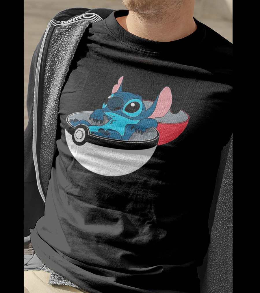 The Stitch Relaxing In Poké Ball Fusion Concept T-Shirt