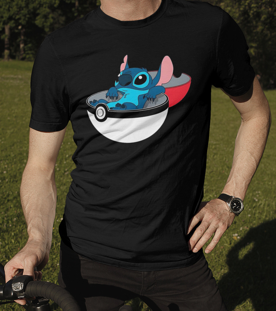The Stitch Relaxing In Poké Ball Fusion Concept T-Shirt