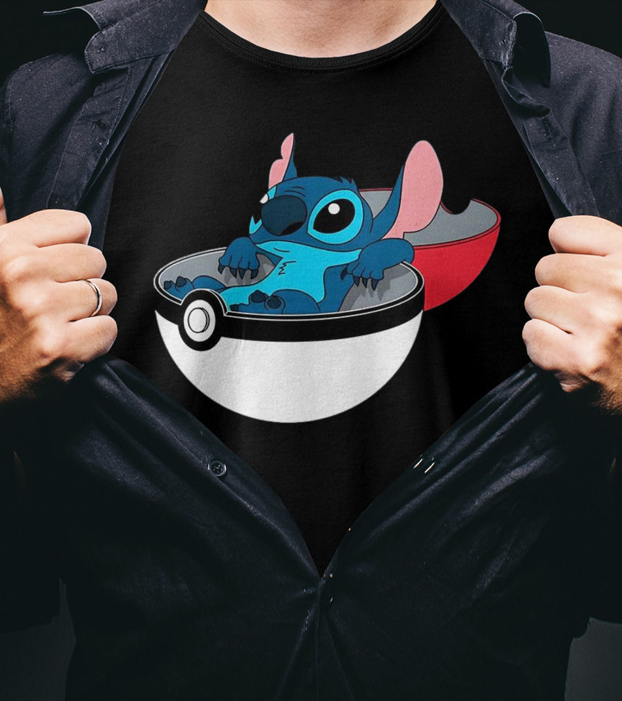 The Stitch Relaxing In Poké Ball Fusion Concept T-Shirt