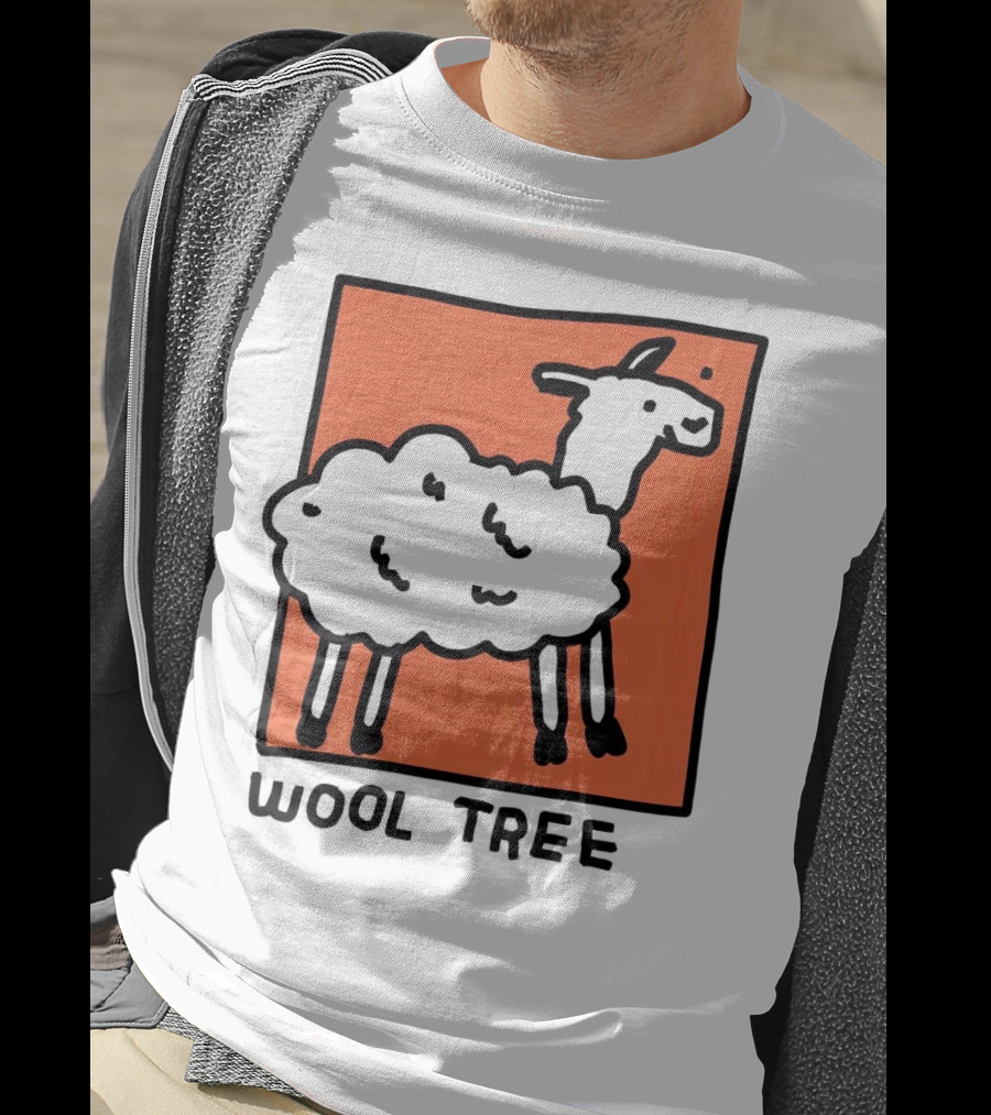 Wool Tree Black Sheep Illustration On Orange Background T-Shirt