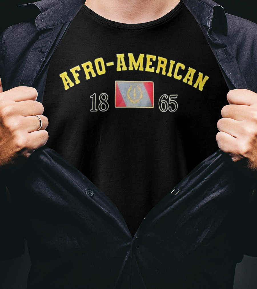 Afro American Heritage 1865 Emblem With Vintage Flag T-Shirt