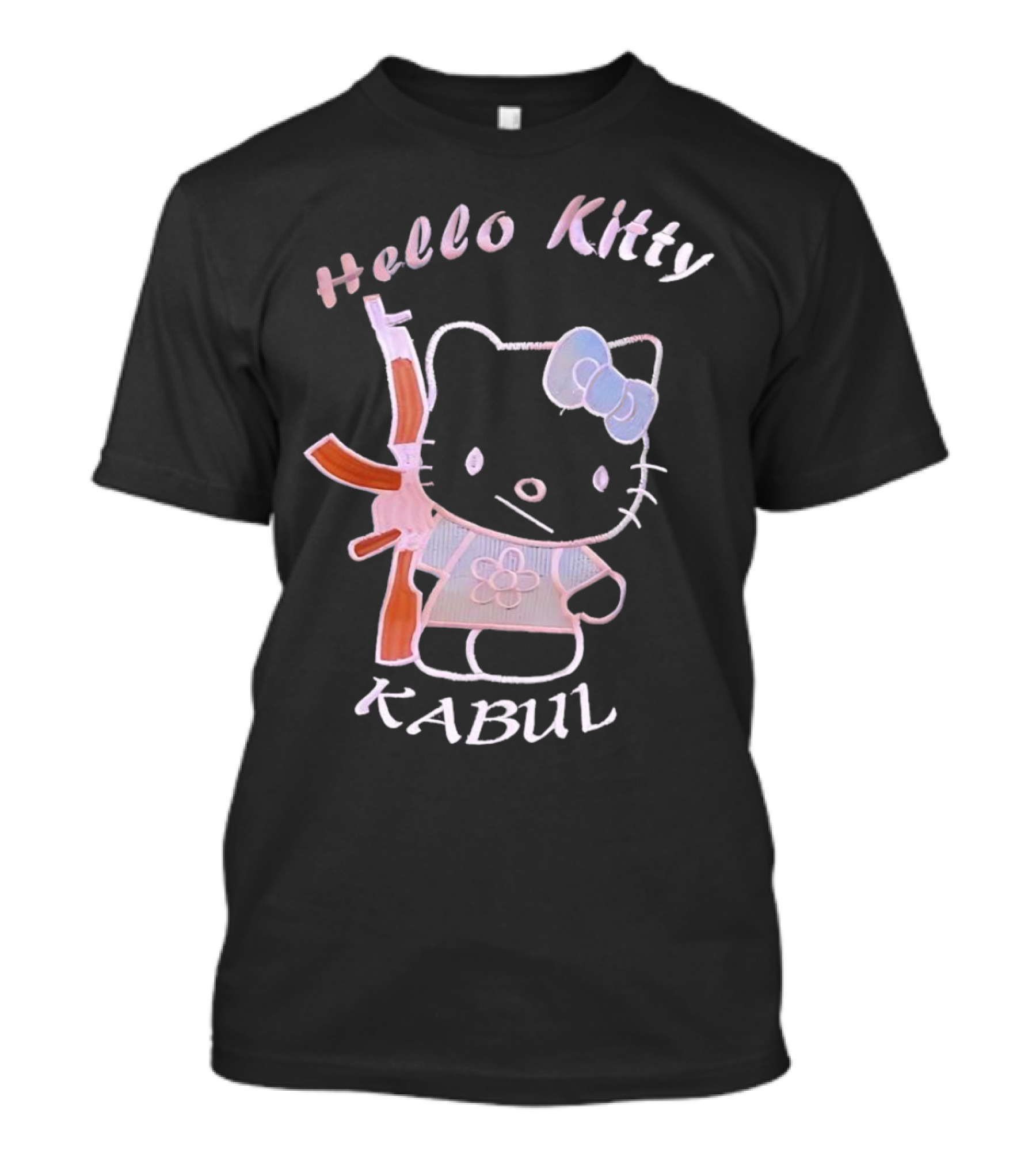 Hello Kitty Kabul Playful Twist On Iconic Character With Rifle T-Shirt