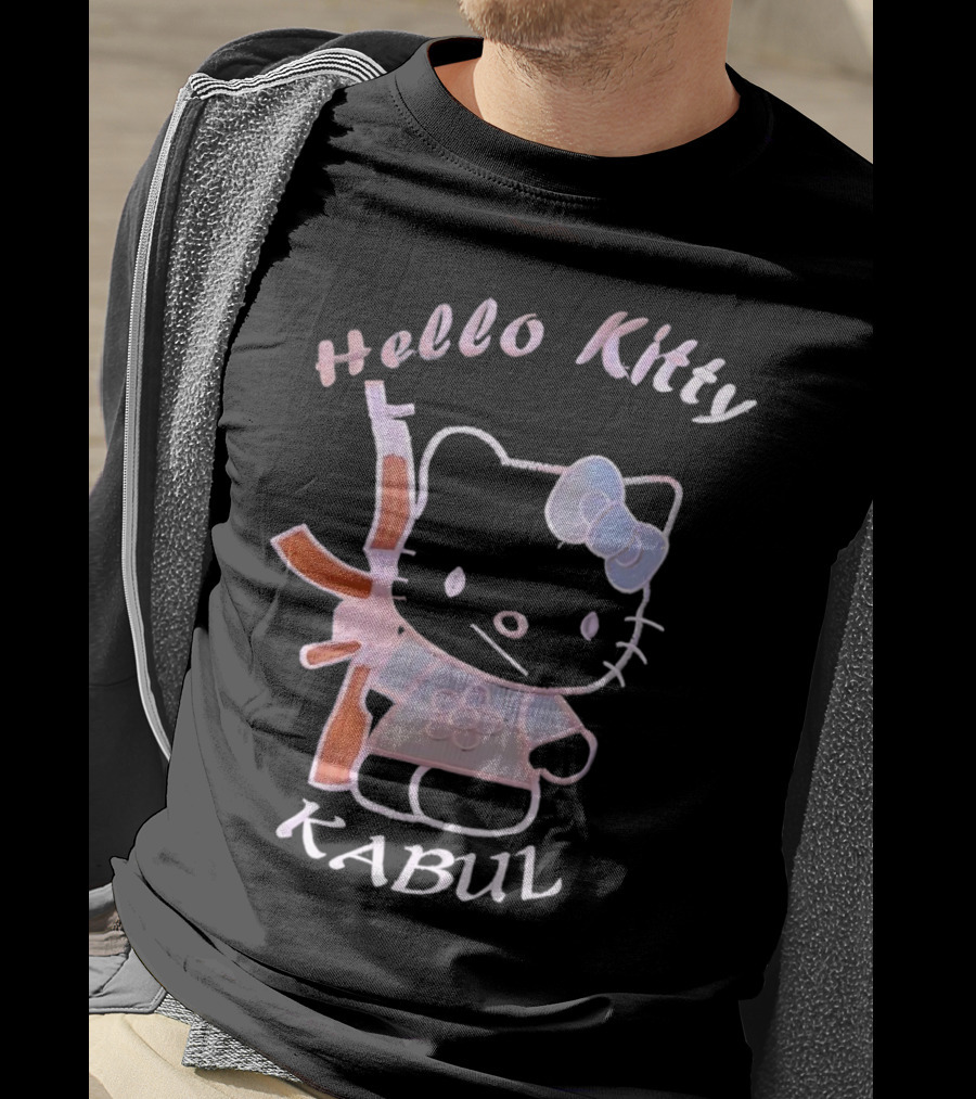 Hello Kitty Kabul Playful Twist On Iconic Character With Rifle T-Shirt