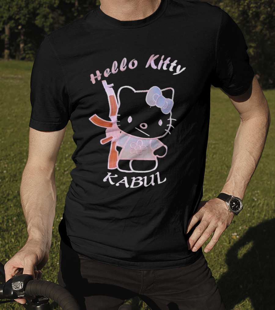 Hello Kitty Kabul Playful Twist On Iconic Character With Rifle T-Shirt