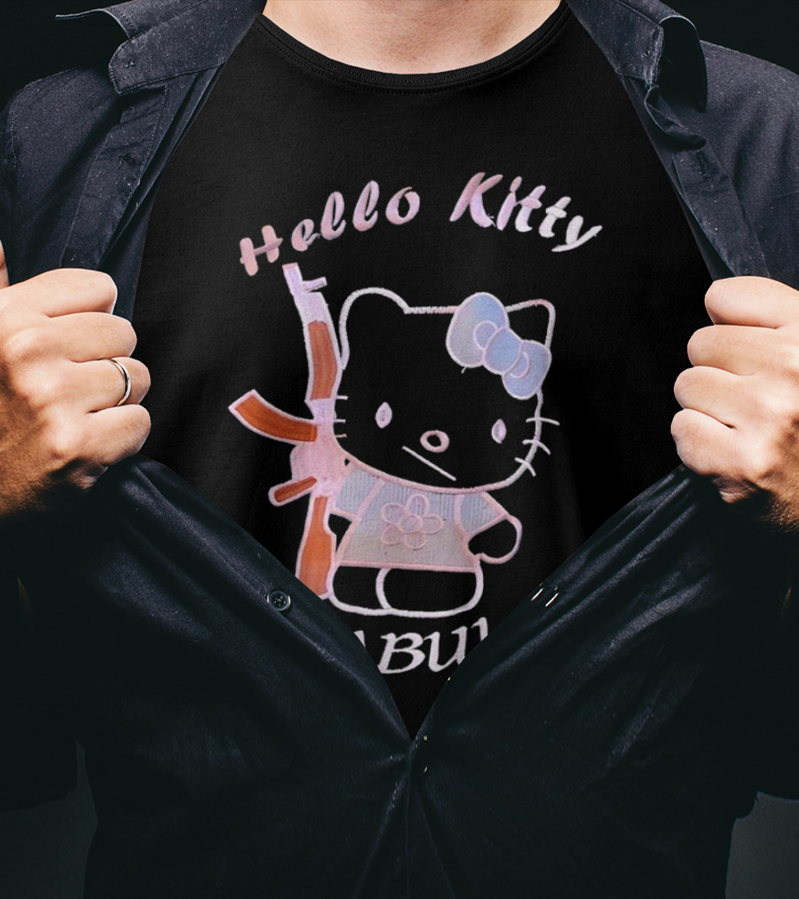 Hello Kitty Kabul Playful Twist On Iconic Character With Rifle T-Shirt