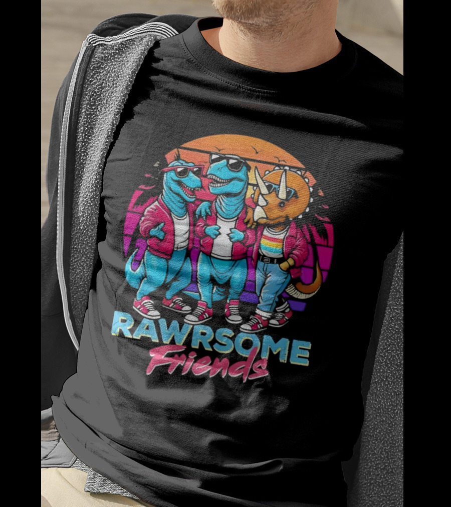 Rawrsome Friends Juna Duncan Retro Dinosaur Crew T-Shirt
