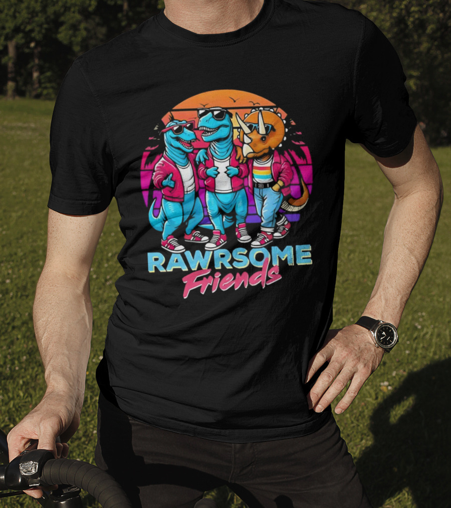 Rawrsome Friends Juna Duncan Retro Dinosaur Crew T-Shirt