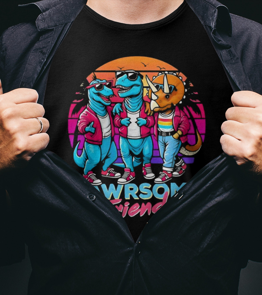 Rawrsome Friends Juna Duncan Retro Dinosaur Crew T-Shirt