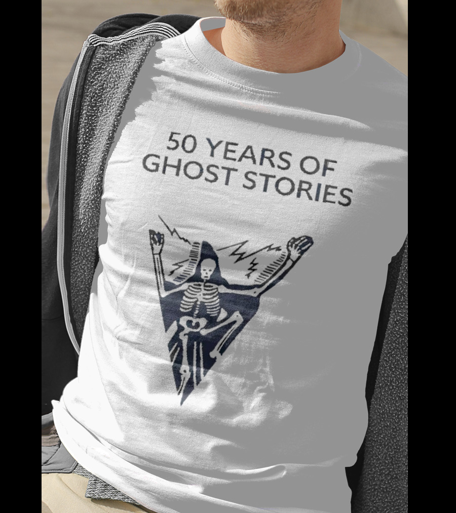 50 Years Of Ghost Stories Skeleton With Lightning Bolt T-Shirt