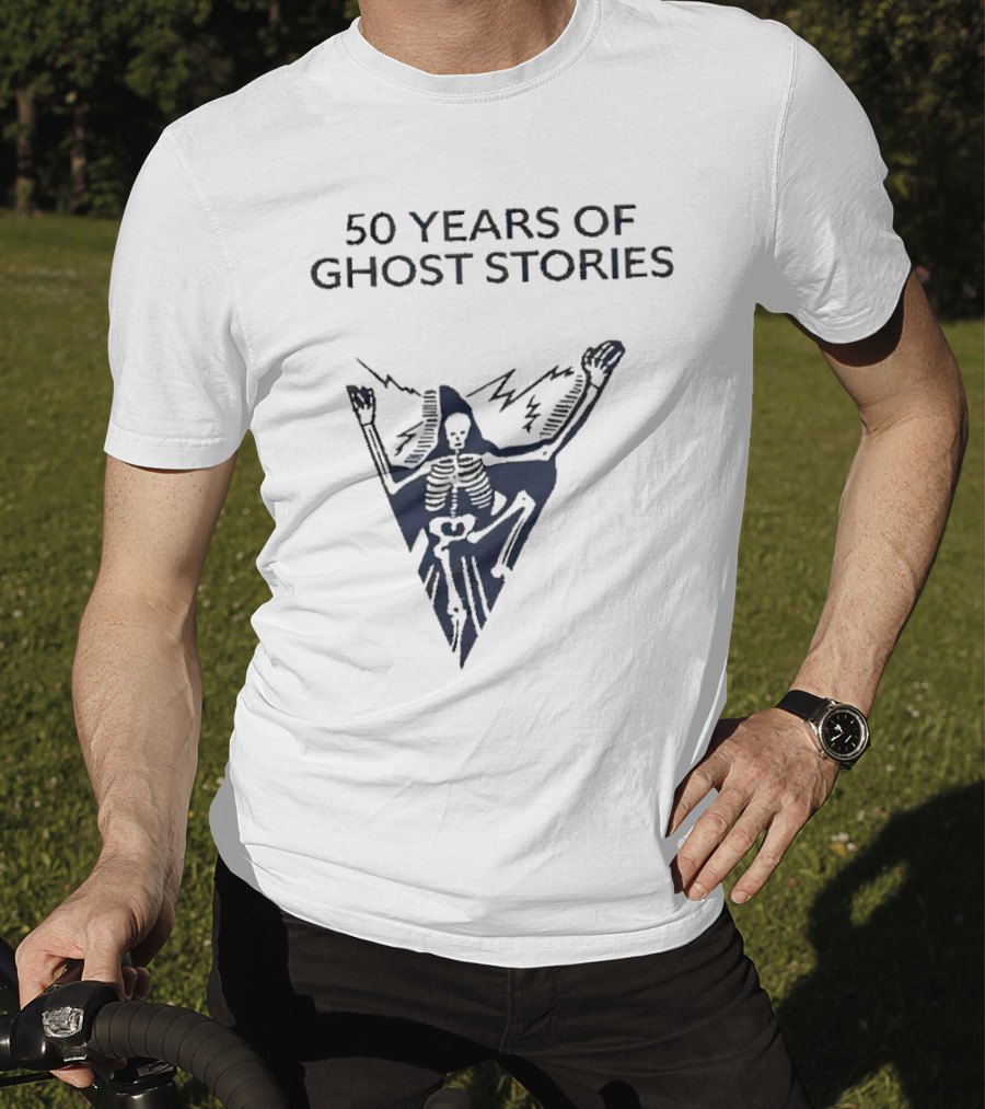 50 Years Of Ghost Stories Skeleton With Lightning Bolt T-Shirt