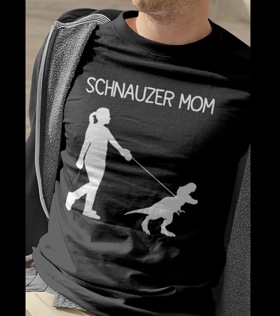 Schnauzer Mom T-Rex Walking T-Shirt