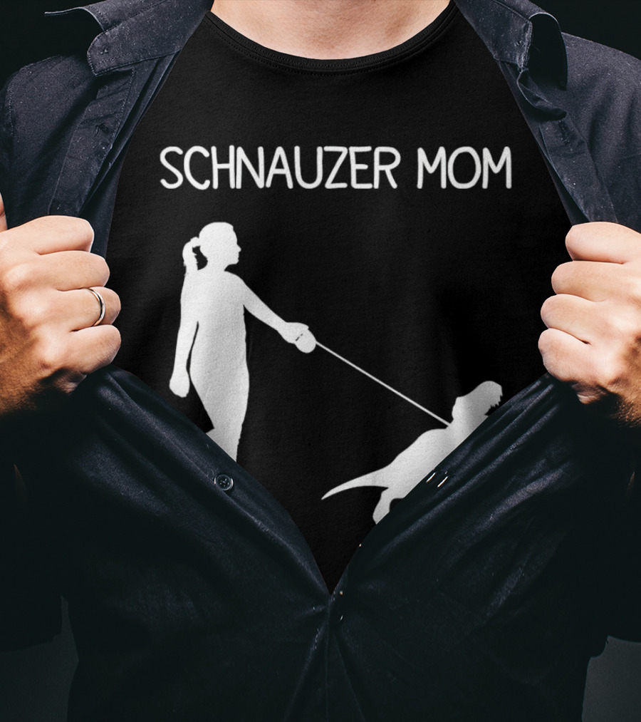 Schnauzer Mom T-Rex Walking T-Shirt