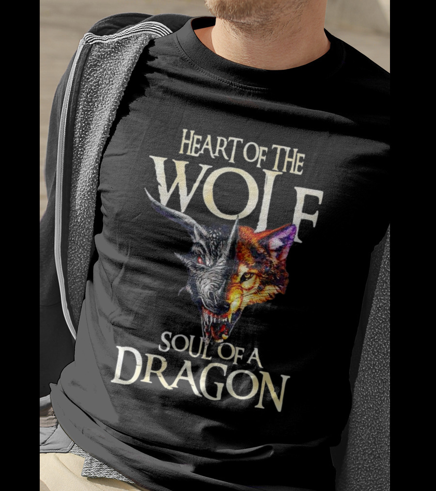 Heart Of The Wolf Soul Of A Dragon Wolf-Dragon Hybrid Duality T-Shirt