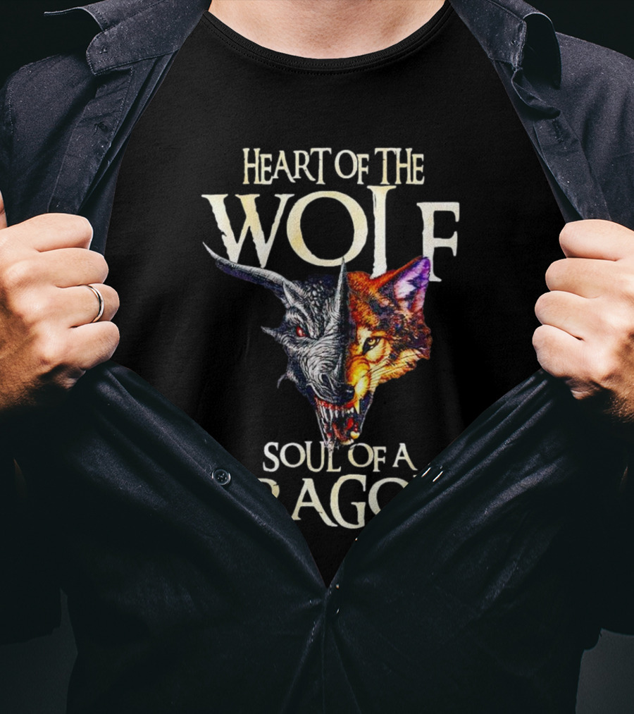 Heart Of The Wolf Soul Of A Dragon Wolf-Dragon Hybrid Duality T-Shirt