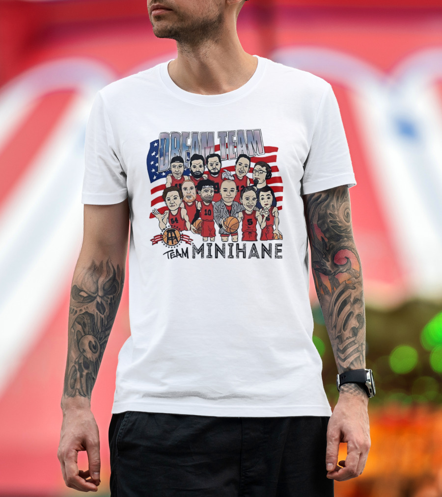 Dream Team Minihane Basketball USA Flag Characters T-Shirt
