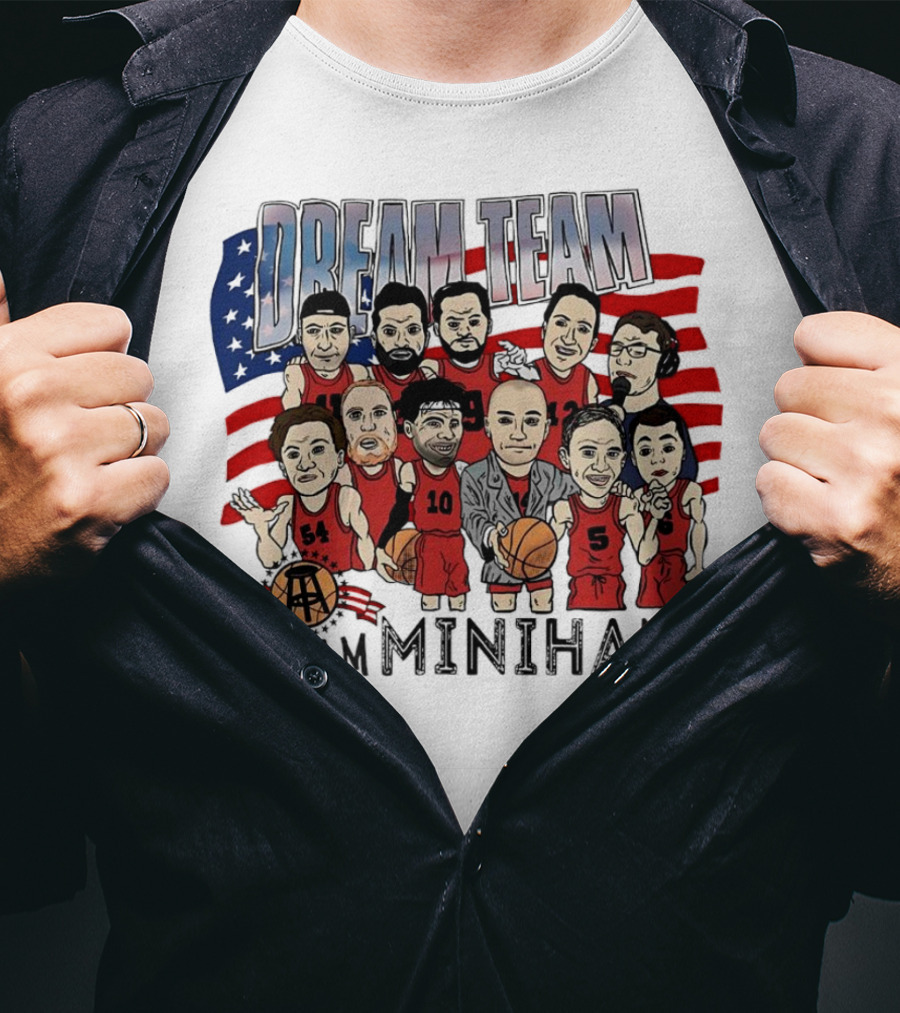 Dream Team Minihane Basketball USA Flag Characters T-Shirt