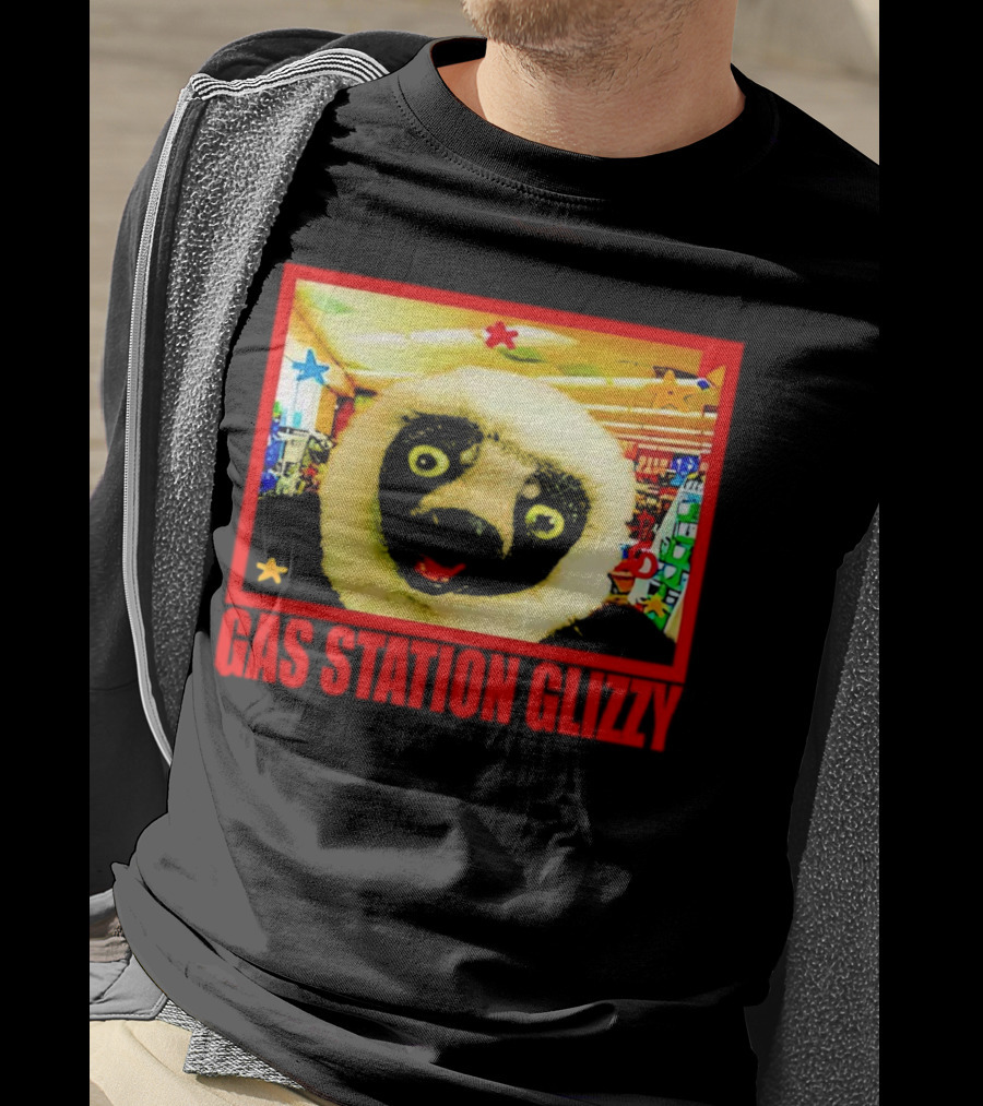 Gas Station Glizzy Funny Lemur Cartoon Inside Store T-Shirt