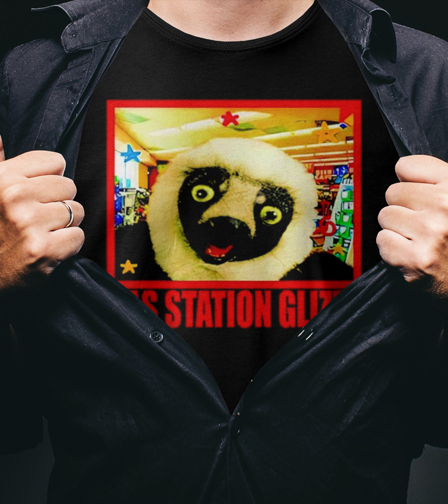 Gas Station Glizzy Funny Lemur Cartoon Inside Store T-Shirt