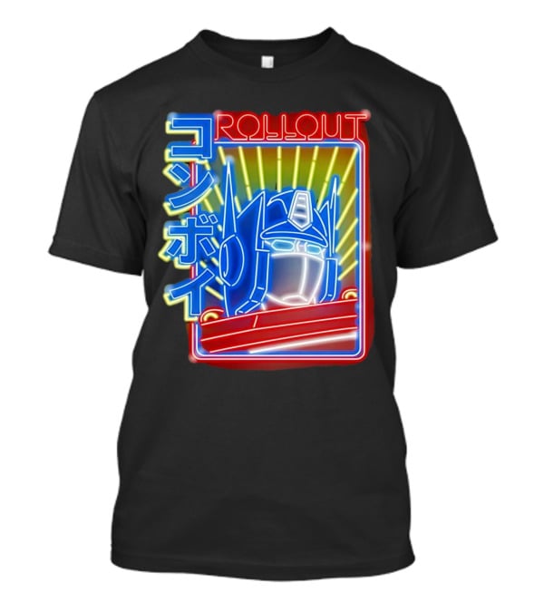 Rollout Neon Prime Robot Head With Japanese Characters T-Shirt