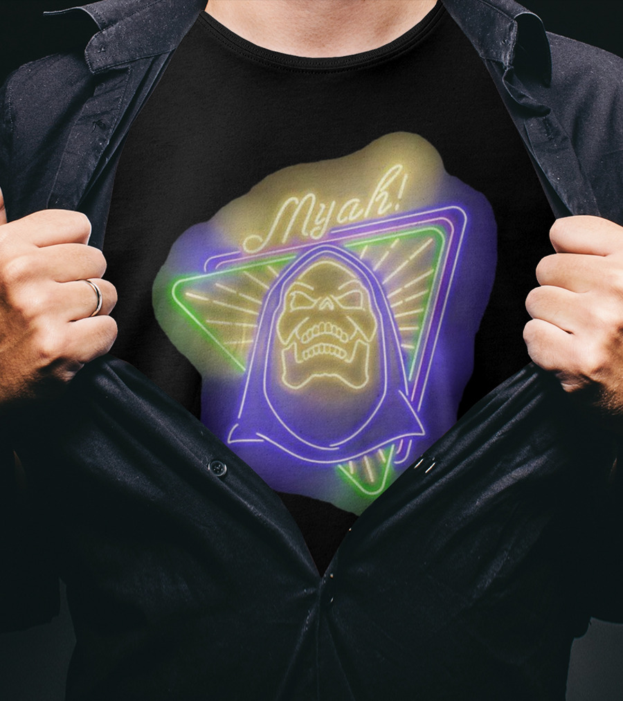 Skeletor Neon Myah Retro 80s Glowing Triangle T-Shirt