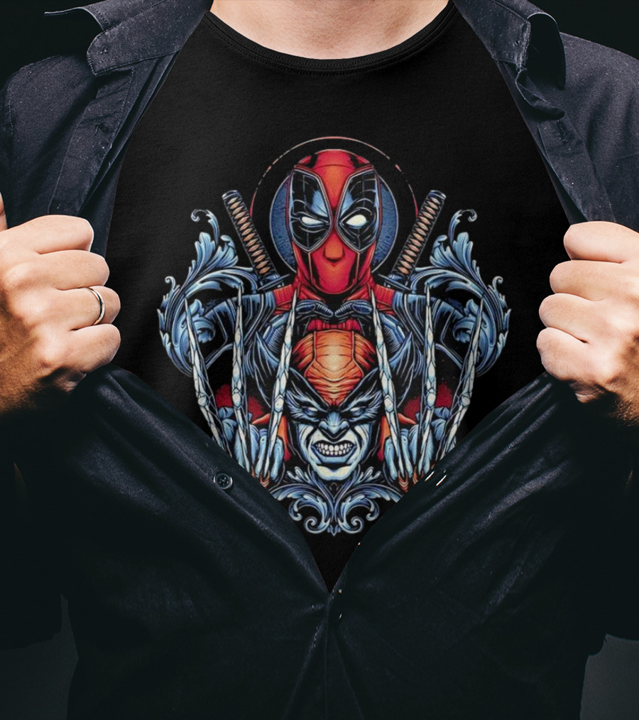 Deadpool And Wolverine Disastrous Duo Claws And Swords T-Shirt