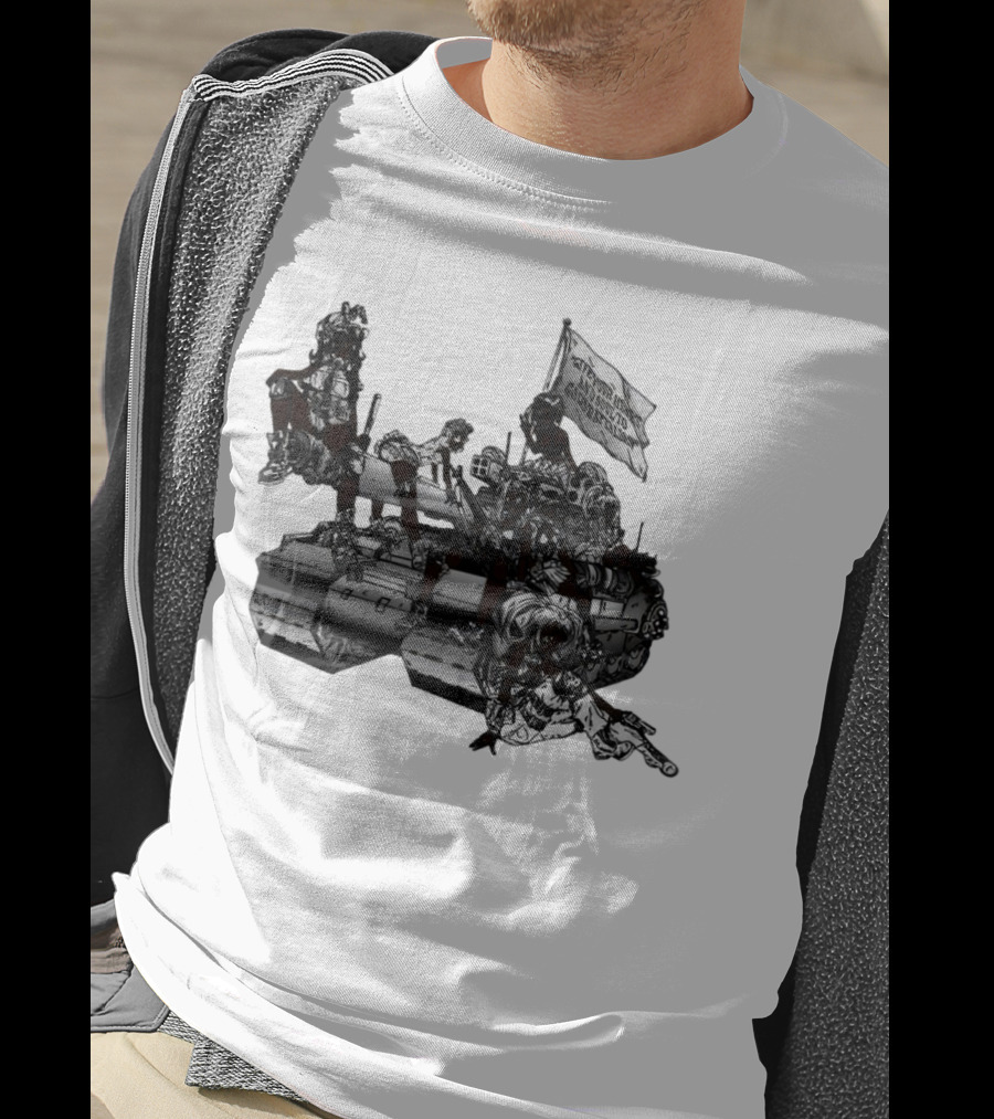 Gods Battalion Cloud White Ebony Battalion Tank With Warriors And Flag T-Shirt