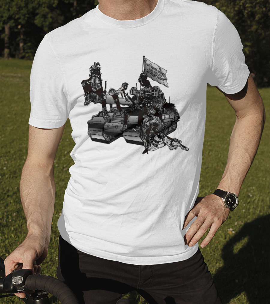 Gods Battalion Cloud White Ebony Battalion Tank With Warriors And Flag T-Shirt