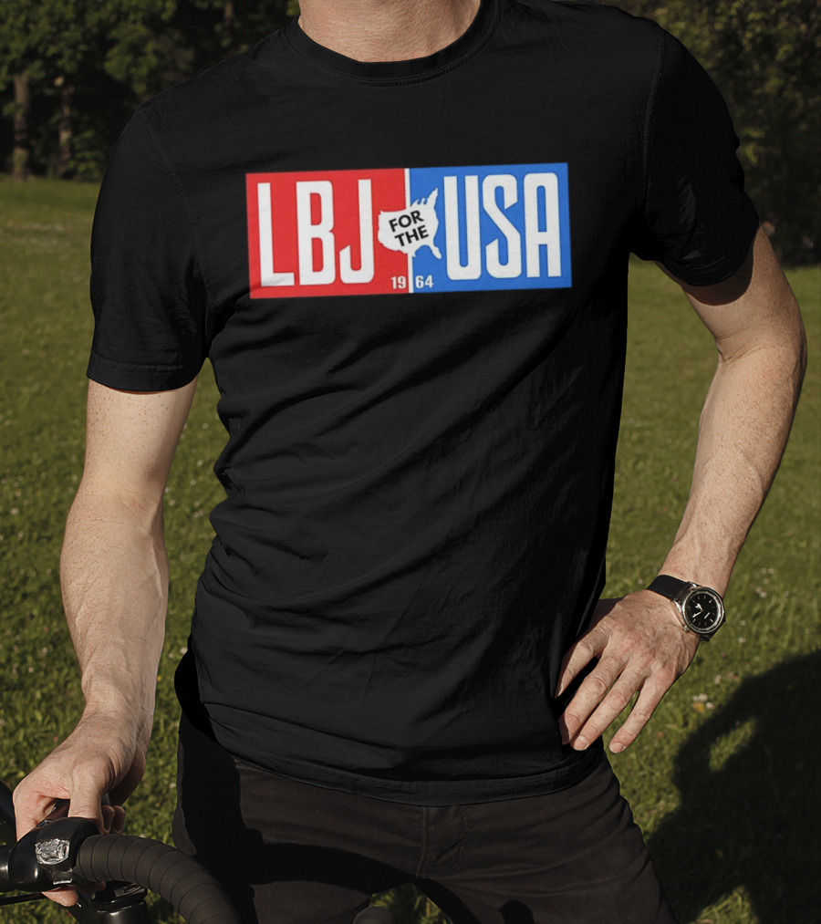 LBJ For The USA 1964 Vintage Political Campaign Red White Blue USA Map T-Shirt