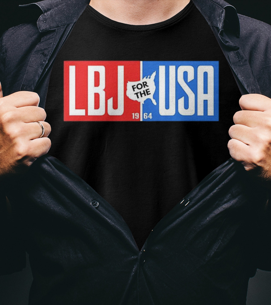 LBJ For The USA 1964 Vintage Political Campaign Red White Blue USA Map T-Shirt