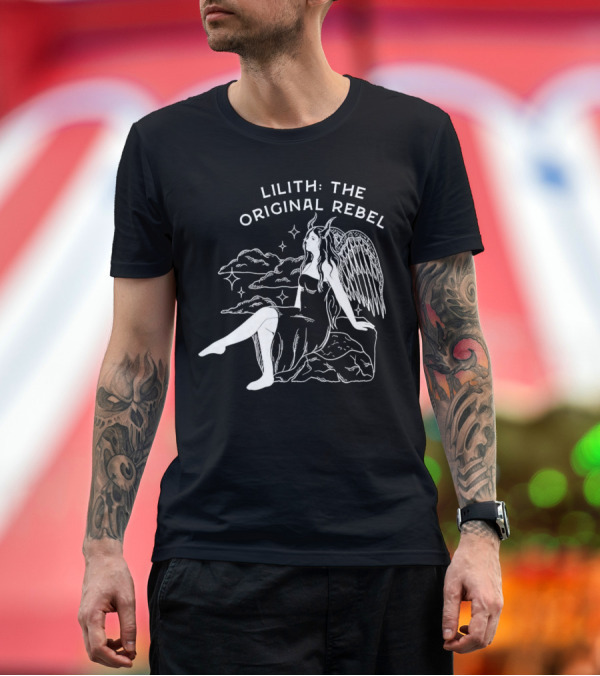 Premium T-Shirt: Lilith the Original Rebel Angelic Female Figure with Wings and Horns T-Shirt Lilith the Original Rebel Angelic Female Figure with Wings and Horns T-Shirt