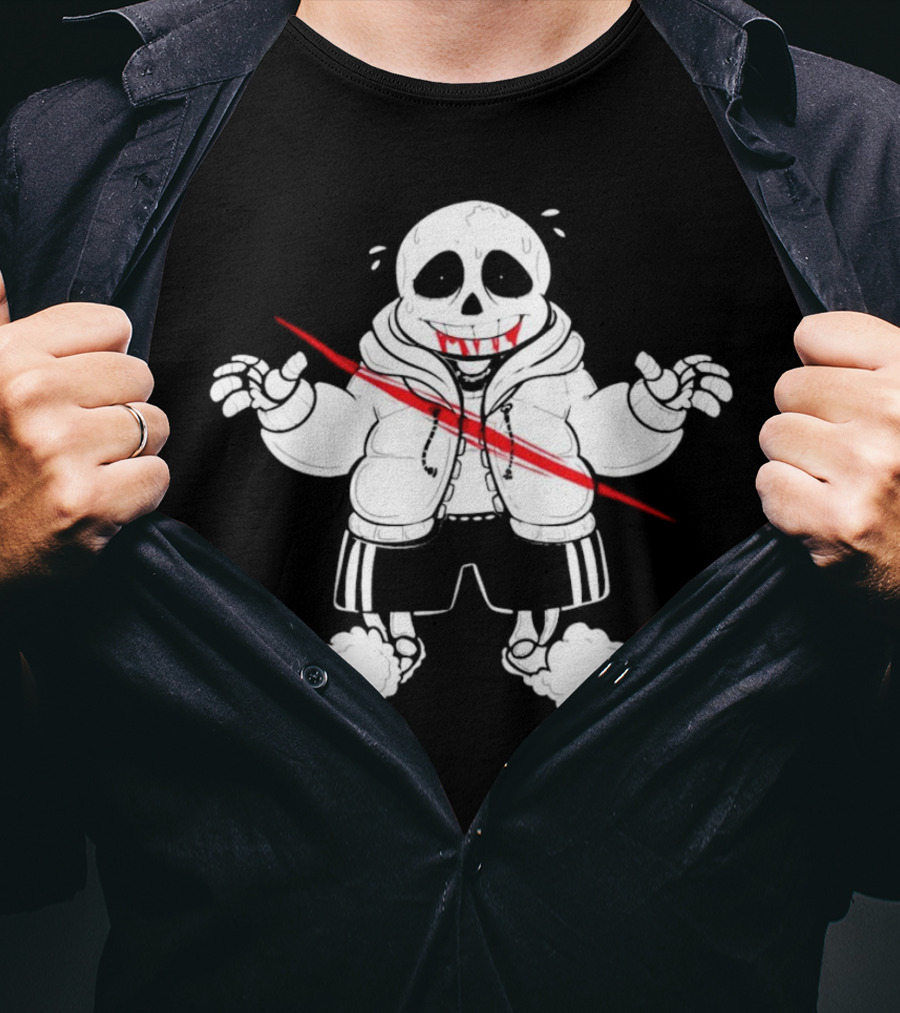 Sans Undertale Horror Zombie With Red Slash T-Shirt
