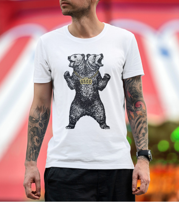 Premium T-Shirt: Double Osos Natural Bear Fierce Dual-Headed Roaring Emblem T-Shirt Double Osos Natural Bear Fierce Dual-Headed Roaring Emblem T-Shirt