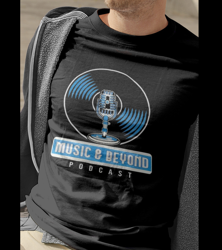 Music And Beyond Podcast Vinyl Microphone T-Shirt