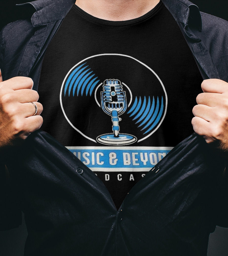 Music And Beyond Podcast Vinyl Microphone T-Shirt
