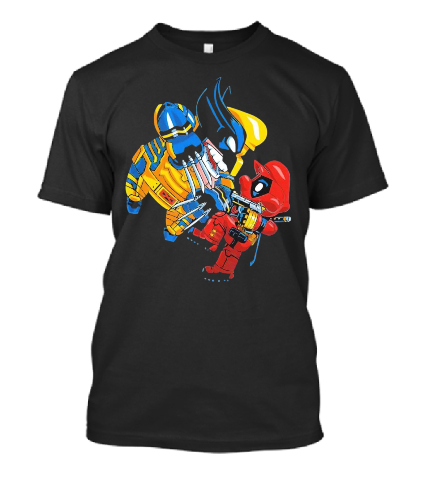 Wario And Mario As Wolverine And Deadpool Face-Off In Colorful Crossover T-Shirt