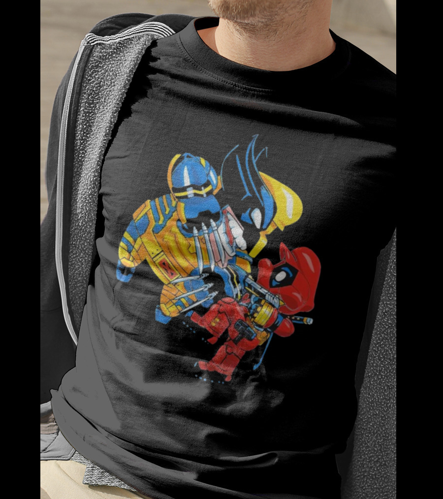 Wario And Mario As Wolverine And Deadpool Face-Off In Colorful Crossover T-Shirt