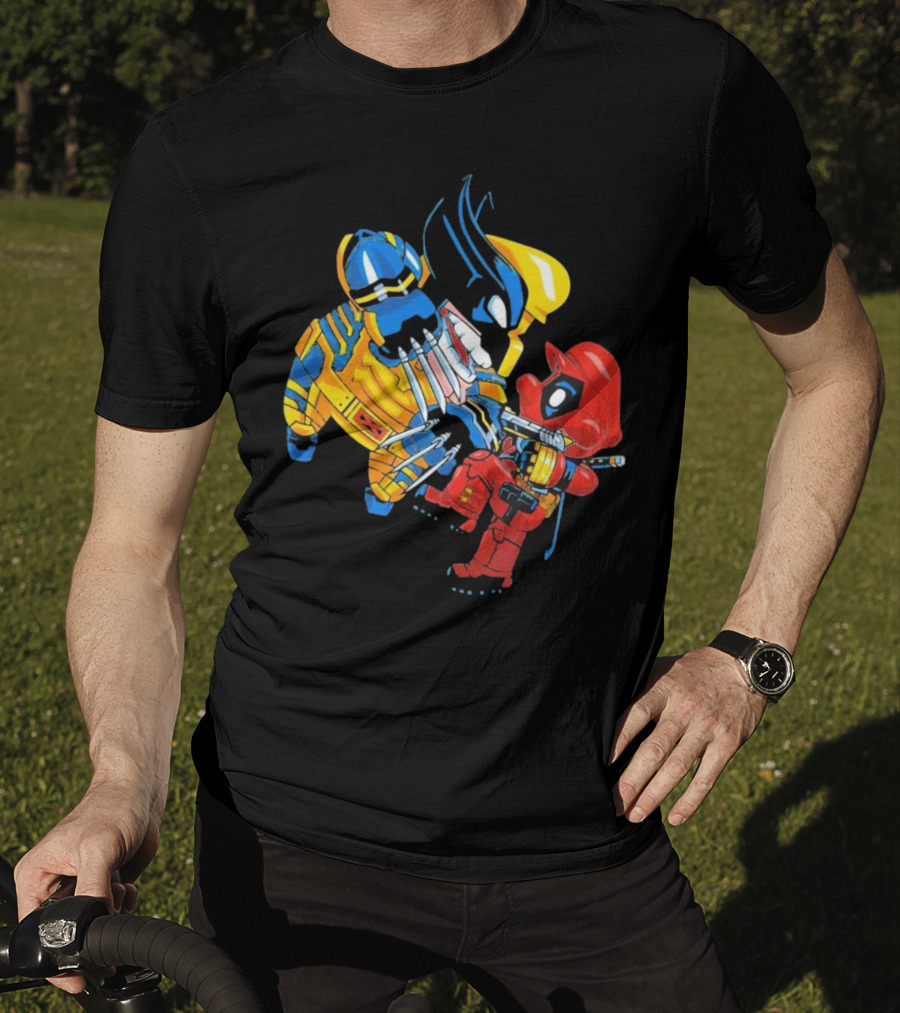 Wario And Mario As Wolverine And Deadpool Face-Off In Colorful Crossover T-Shirt