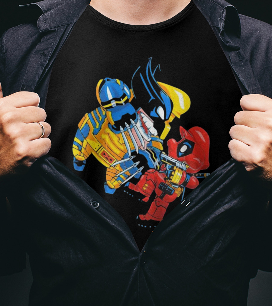 Wario And Mario As Wolverine And Deadpool Face-Off In Colorful Crossover T-Shirt